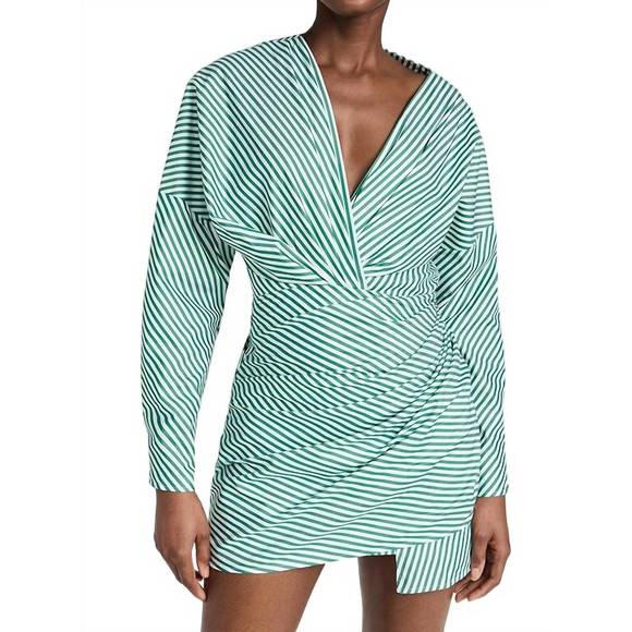 NEW GAUGE 81 asuka poplin dress in white/evergreen - Picture 1 of 4